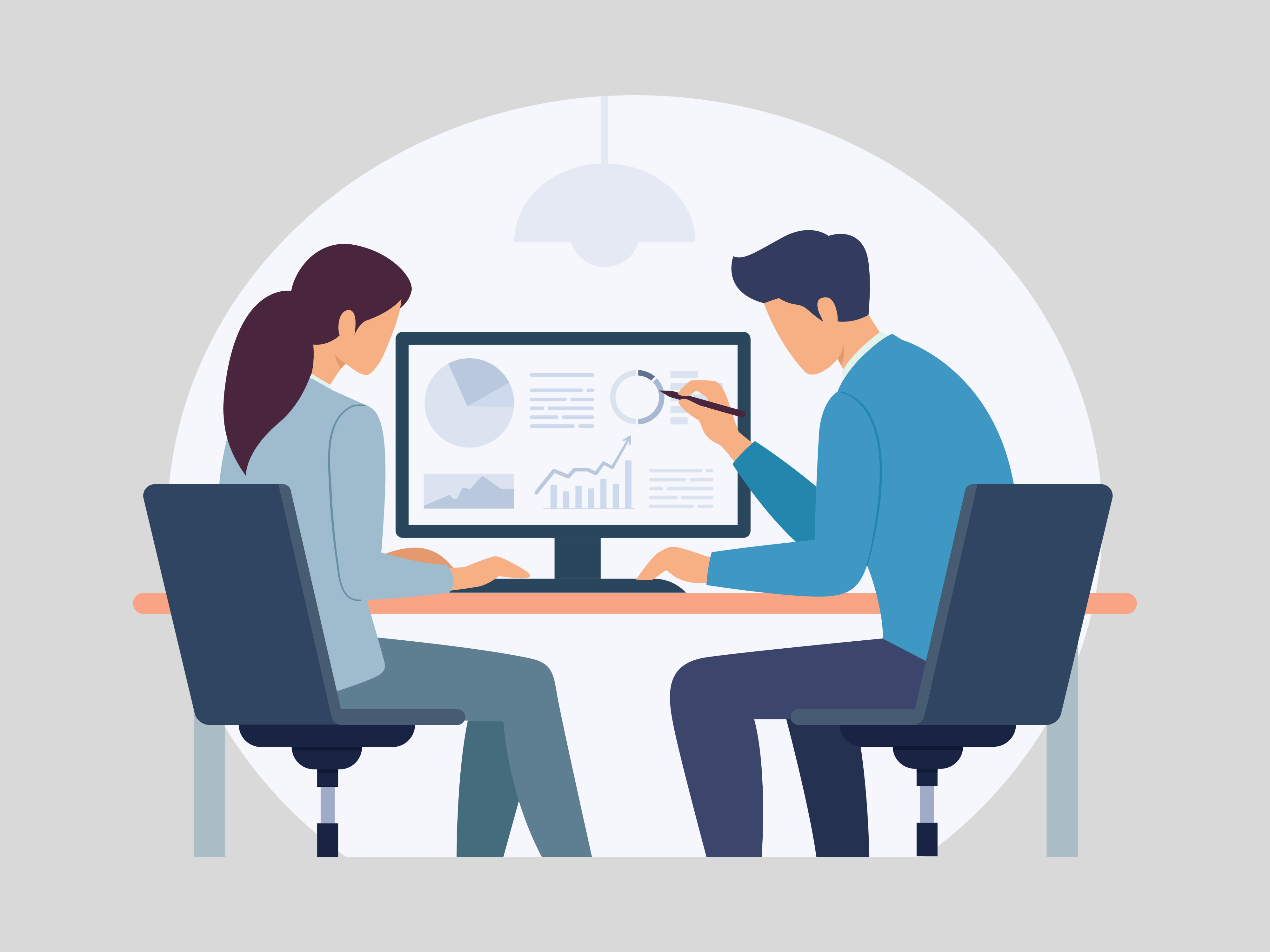 Two people at a computer